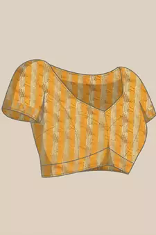 Yellow embroidered silk blend saree with blouse
