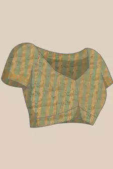 Green Embroidered Silk Blend Saree With Blouse