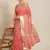 Pink embroidered silk blend saree with blouse