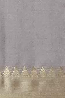 Grey printed silk blend saree with blouse