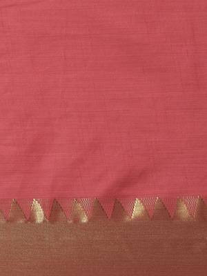 Pink printed silk blend saree with blouse 3