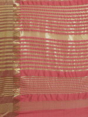 Pink printed silk blend saree with blouse 4