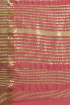 Pink printed silk blend saree with blouse