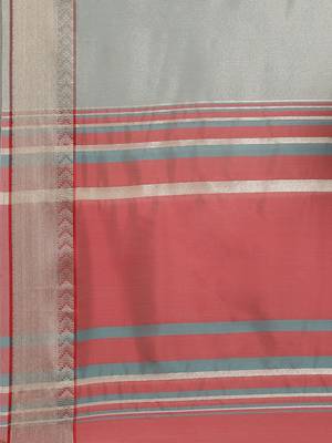 Sky blue plain cotton silk saree with blouse 9