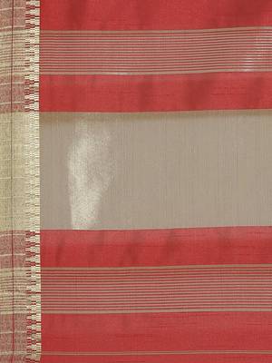 Red plain silk blend saree with blouse 9