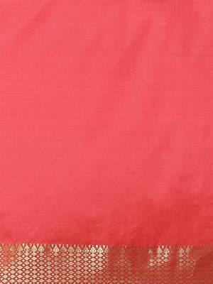 Pink plain cotton silk saree with blouse 5