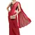 Red printed silk blend saree with blouse