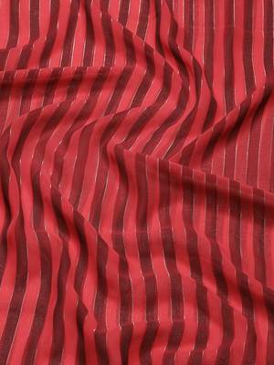 Red printed silk blend saree with blouse 10