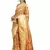 Yellow printed banarasi silk saree with blouse