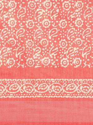 Pink printed linen saree with blouse 5