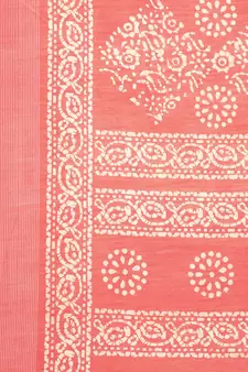 Pink printed linen saree with blouse