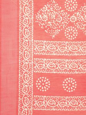 Pink printed linen saree with blouse 10