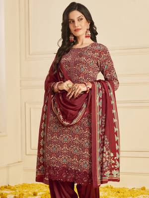 Maroon digital print pure crepe salwar 2