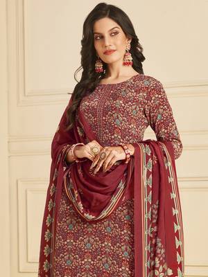 Maroon digital print pure crepe salwar 3