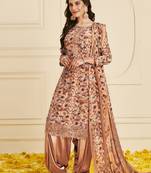 Peach digital print pure crepe salwar