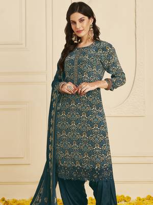 Navy blue digital print pure crepe salwar 2