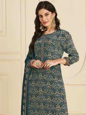 Navy blue digital print pure crepe salwar 3