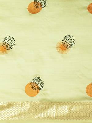 Green embroidered cotton silk saree with blouse 5