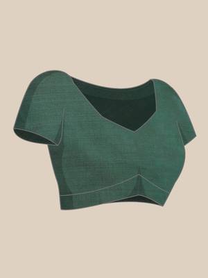 Green embroidered cotton silk saree with blouse 6