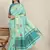 Sky blue embroidered cotton silk saree with blouse