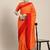 Orange printed georgette saree with blouse