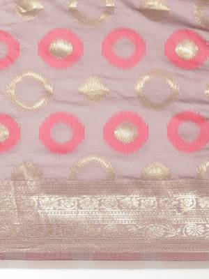 Purple printed banarasi silk saree with blouse 7