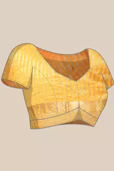Yellow embroidered cotton silk saree with blouse