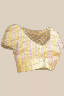 Cream embroidered cotton silk saree with blouse
