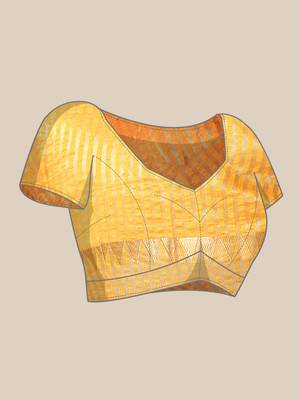 Yellow embroidered cotton silk saree with blouse 10