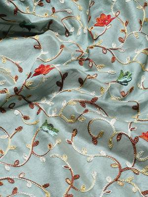 Blue embroidered cotton silk saree with blouse 5