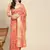 Peach embroidered cotton silk saree with blouse