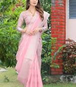 Woven Design Zari Linen Silk Banarasi Saree