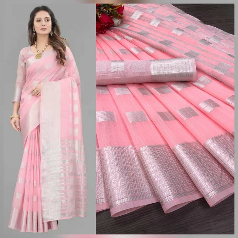 Woven Design Zari Linen Silk Banarasi Saree