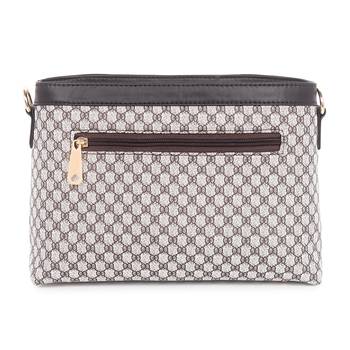 Beige Checked Pattern PU Structured Solid Sling Bag 2