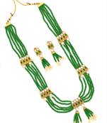 Aarnaa Green Multistrand Beaded Bridal Necklace Earring  Set For Women-NS_1728_G_325