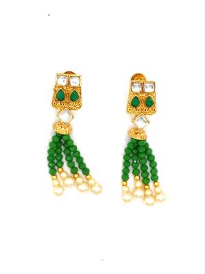 Aarnaa Green Multistrand Beaded Bridal Necklace Earring  Set For Women-NS_1728_G_325 3
