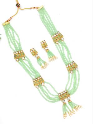 Mint Multistrand Beaded Bridal Necklace Earring  Set For Women-NS_1728_MT_325 1