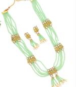 Mint Multistrand Beaded Bridal Necklace Earring  Set For Women-NS_1728_MT_325
