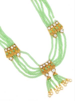 Mint Multistrand Beaded Bridal Necklace Earring  Set For Women-NS_1728_MT_325 2