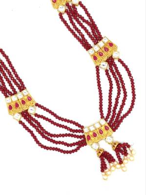 Ruby Multistrand Beaded Bridal Necklace Earring  Set For Women-NS_1728_R_325 2