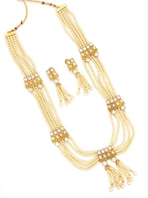 White Multistrand Beaded Bridal Necklace Earring  Set For Women-NS_1728_RG_325 1