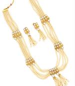 White Multistrand Beaded Bridal Necklace Earring  Set For Women-NS_1728_RG_325