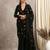 Black Velvet Silk Embroidered Ready Pleated Saree without Blouse