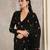 Black Velvet Silk Embroidered Ready Pleated Saree without Blouse