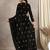 Black Velvet Silk Embroidered Ready Pleated Saree without Blouse