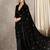 Black Velvet Silk Embroidered Ready Pleated Saree without Blouse