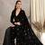 Black Velvet Silk Embroidered Ready Pleated Saree without Blouse