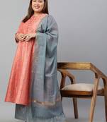 XL LOVE by Janasya Peach golden print silk blend salwar