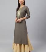 Grey plain rayon ethnic-kurtis