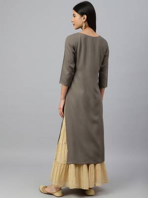 Grey plain rayon ethnic-kurtis 4